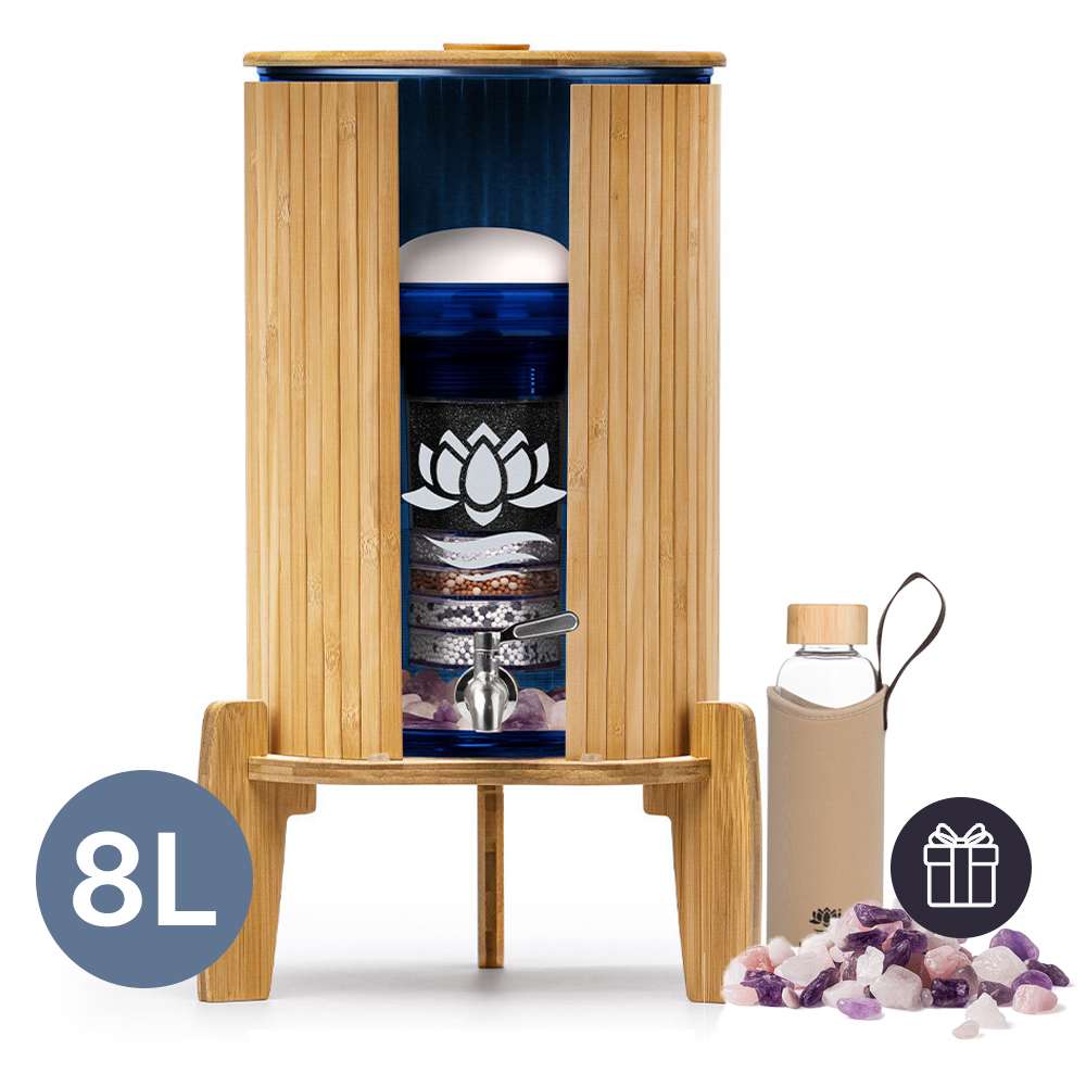 Lotus Vita Wasserspender mit Filter Fontana Kaito 8L mit gratis Wassersteine und gratis 820ml Trinkflasche