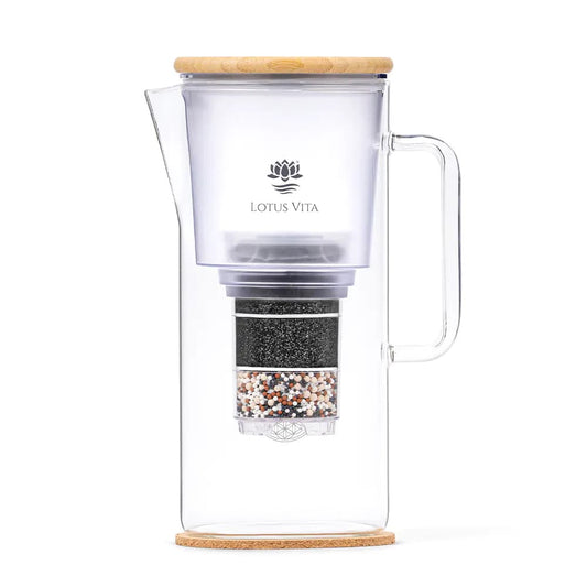 Lotus Vita Glas-Filterkanne Katara mit Kork-Untersetzer