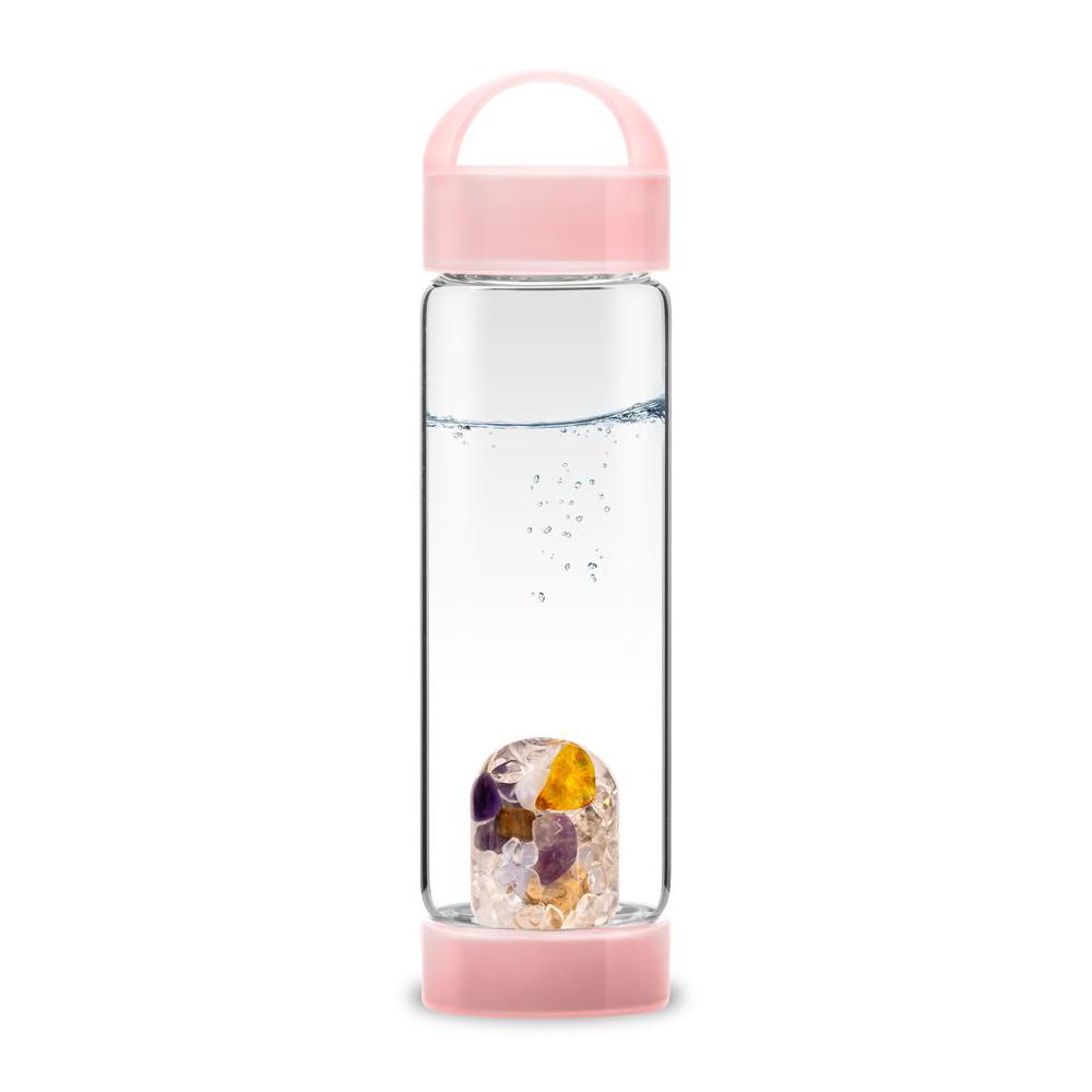 VitaJuwel Trinkflasche Via Blossom Rose mit Prana Edelsteinmischung
