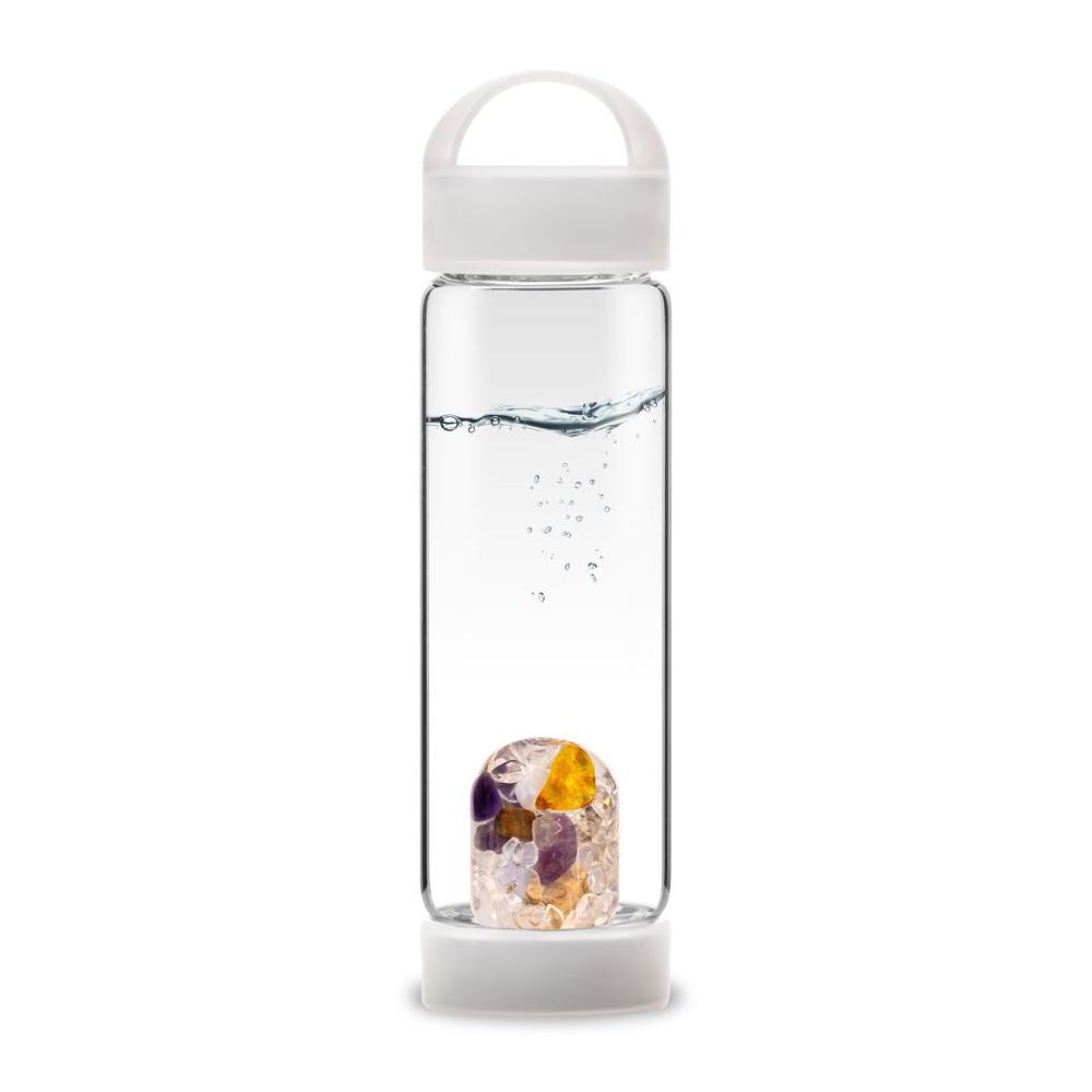 VitaJuwel Trinkflasche Via Cloud White mit Prana Edelsteinmischung
