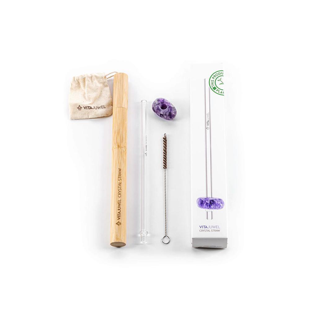 Lieferumfang von Vitajuwel Trinkhalm Crystal Straw Amethyst