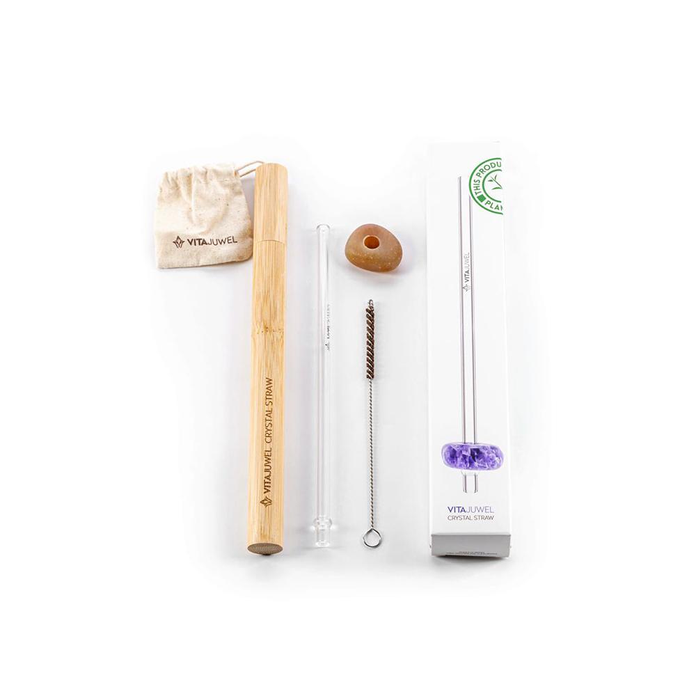 Lieferumfang von Vitajuwel Trinkhalm Crystal Straw Karneol