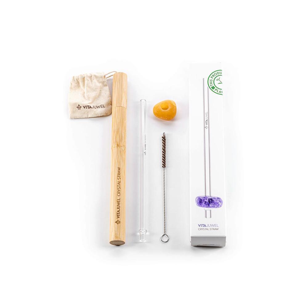 Lieferumfang von Vitajuwel Trinkhalm Crystal Straw Orangencalcit