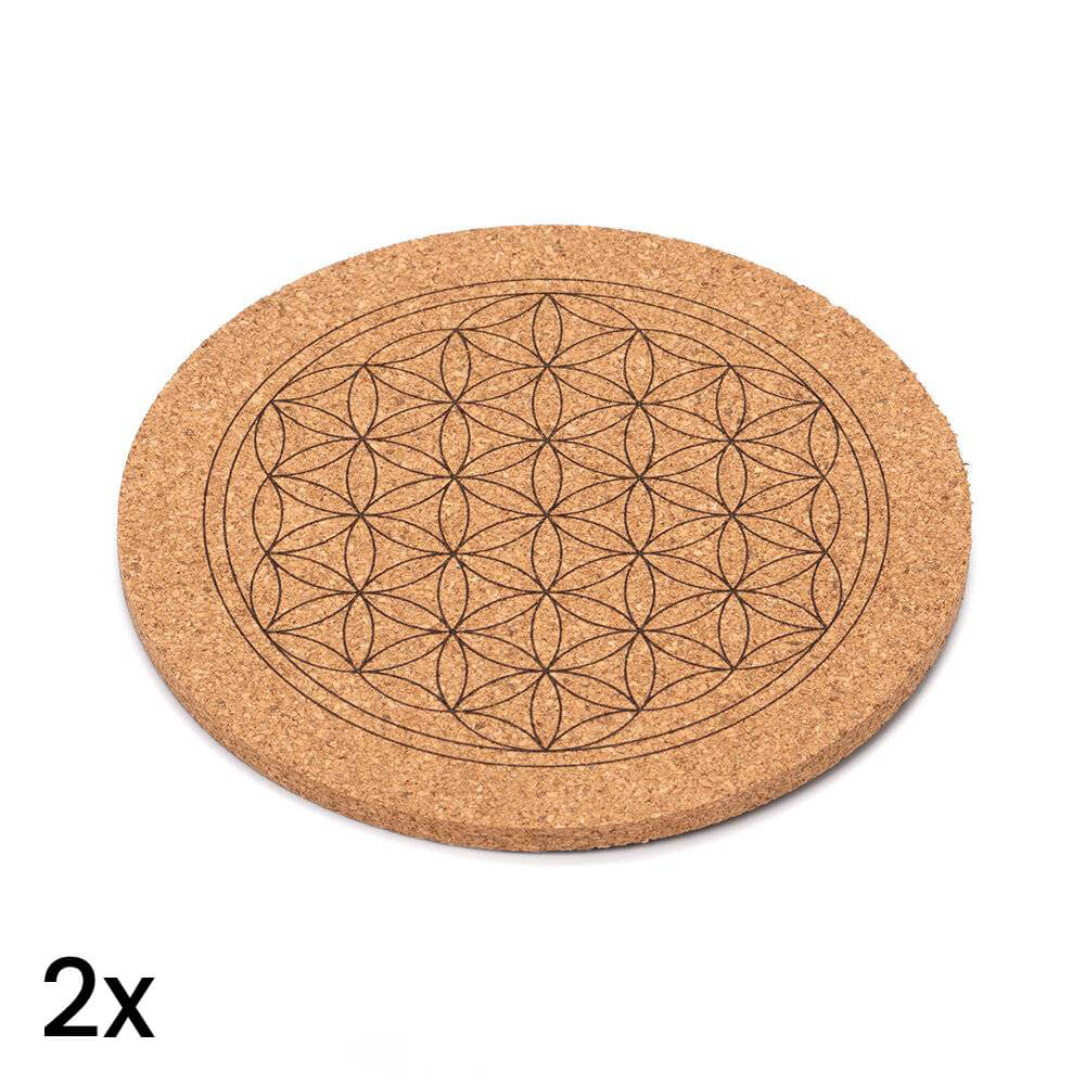 Kork Untersetzer Blume des Lebens 2er Set 13,5cm
