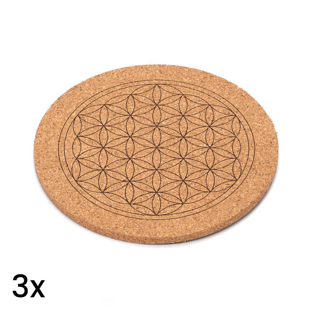 Kork Untersetzer Blume des Lebens 3er Set 13,5cm