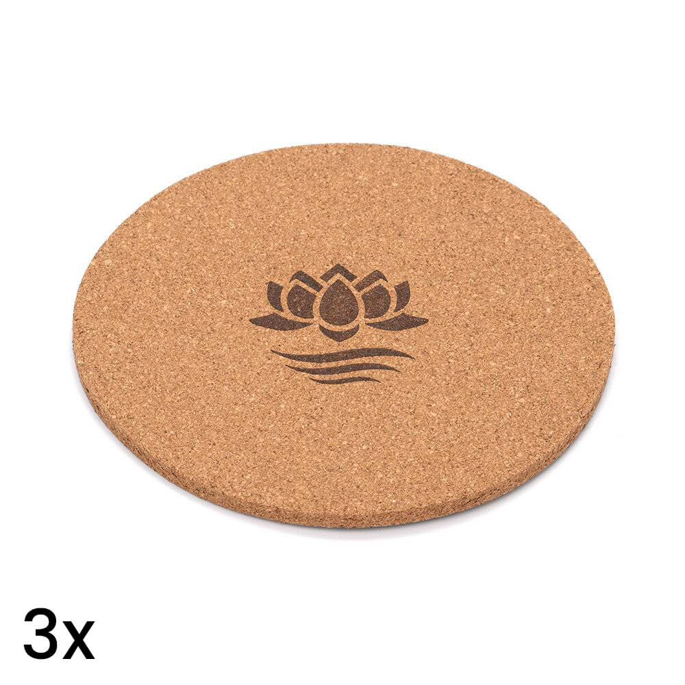 Kork Untersetzer Lotus Blume 3er Set 13,5cm
