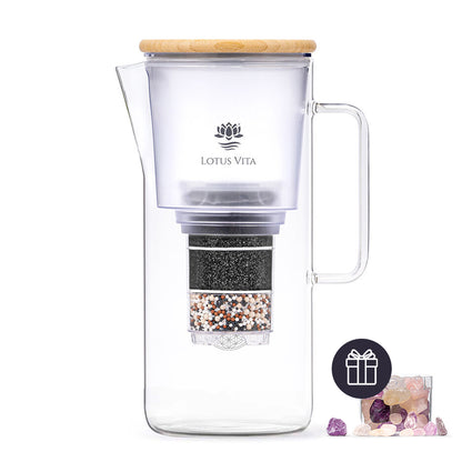 Lotus Vita Glas-Filterkanne Katara mit gratis Kristallsteinfach