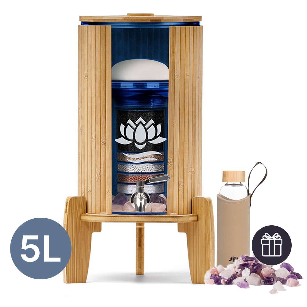 Lotus Vita Wasserspender mit Filter Fontana Kaito Mini 5L mit gratis Wassersteine und gratis 820ml Trinkflasche
