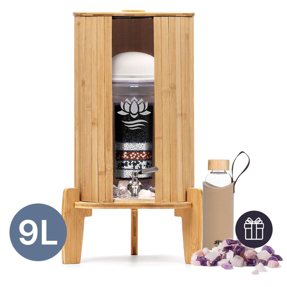 Lotus Vita Wasserspender mit Filter Fontana Kendra 9L mit gratis Wassersteine und gratis 820ml Trinkflasche