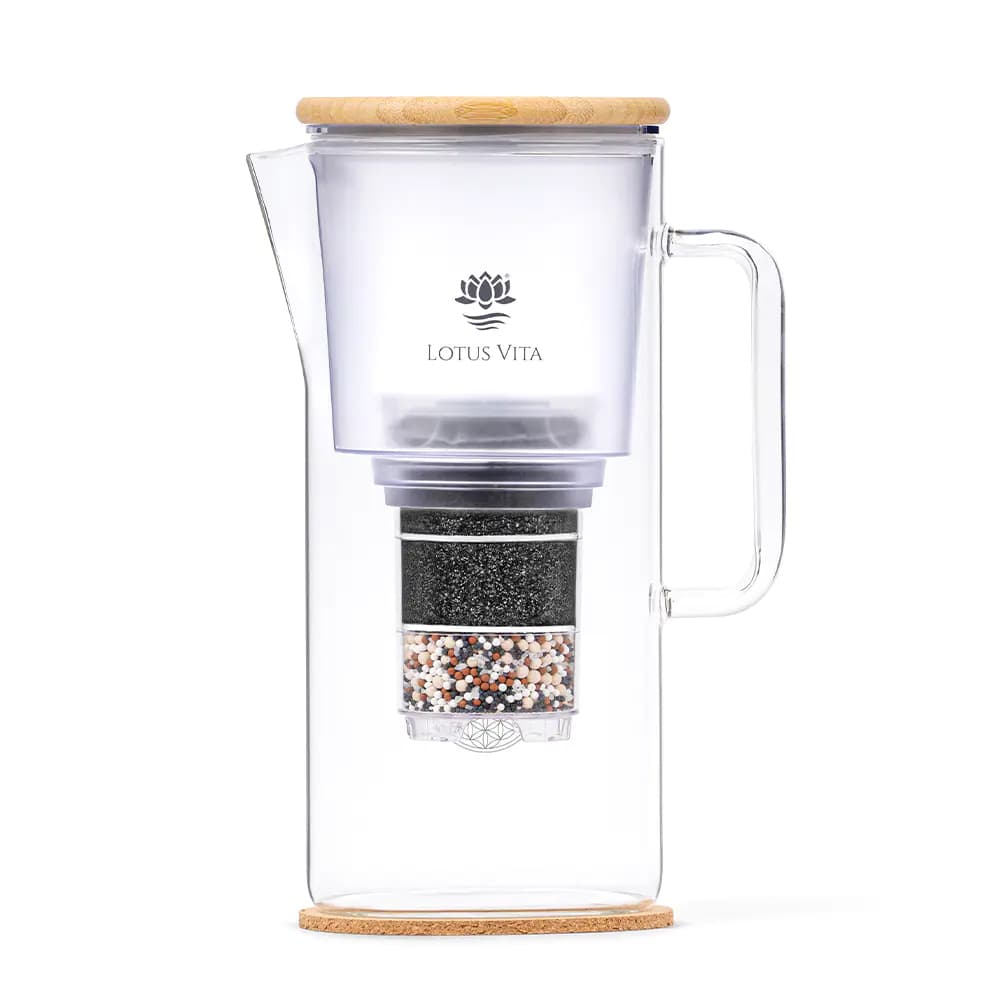 Lotus Vita Glas-Filterkanne Katara mit Kork-Untersetzer