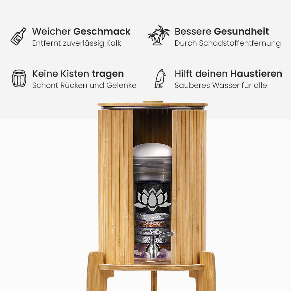 Lotus Vita Fontana Wasserfilter Glas-Wasserspender Kaito Mini 5L