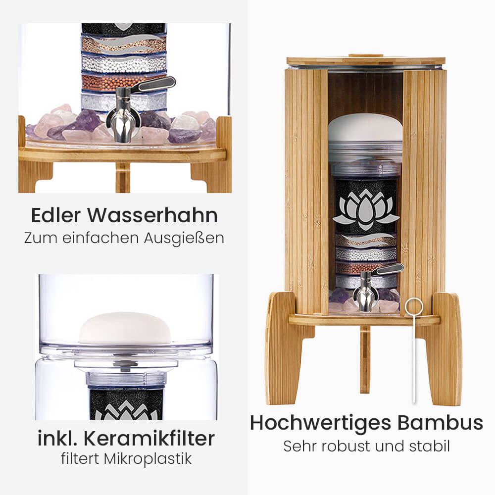 Lotus Vita Fontana Wasserfilter Glas-Wasserspender Kaito Mini 5L