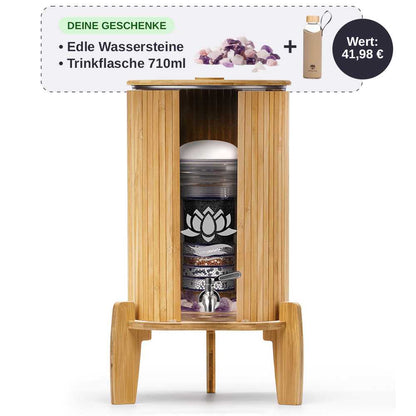 Lotus Vita Wasserspender mit Filter Fontana Kaito 8L mit gratis Wassersteinen und 710ml Trinkflasche