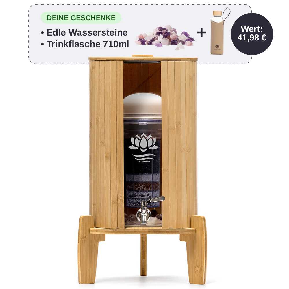 Lotus Vita Wasserspender mit Filter Fontana Kendra 9L mit gratis Wassersteinen und 710ml Trinkflasche