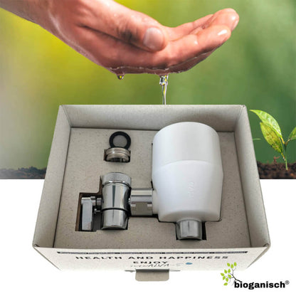 rivaALVA-S Jova Wasserfilter am Wasserhahn in verpackung