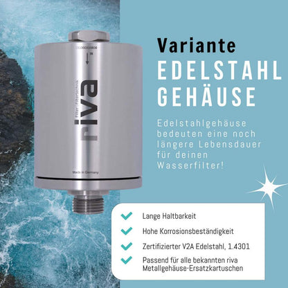 riva MULTI Duschfilter für Legionellen, Bakterien Edelstahl Gehäuse