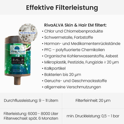 rivaALVA Skin & Hair EM Duschfilter mit EM-Keramik Filterleistung