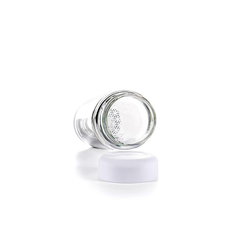 Vitajuwel Trinkflasche Inu Cloud White Bergkristall Blume des Lebens