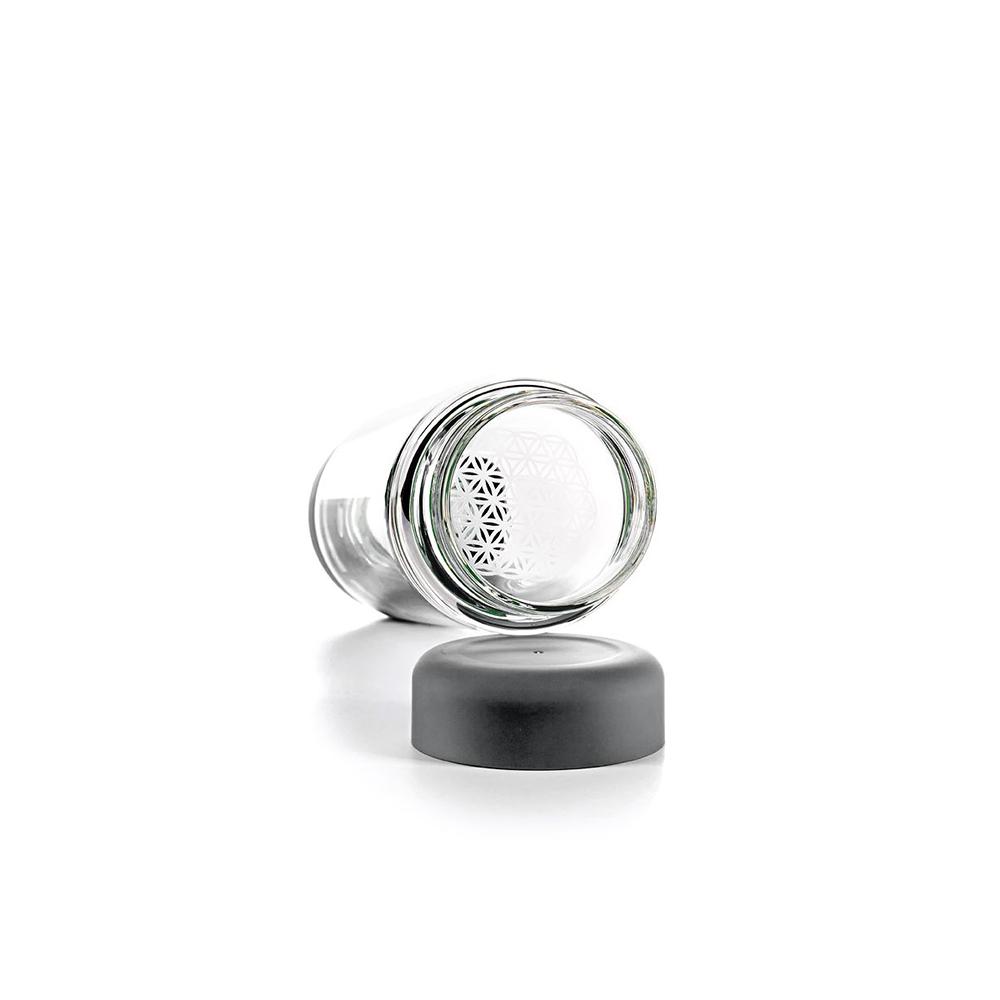 Vitajuwel Trinkflasche inu! Lava-Grey Deckel und Blume des Lebens