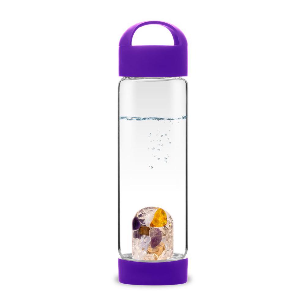 VitaJuwel Trinkflasche Via Amethyst mit Prana Edelsteinmischung 