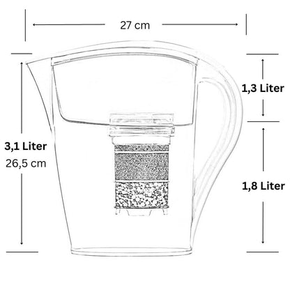 Lotus Vita Wasserfilter-Kanne Family 1,8L - Natura Plus Maße