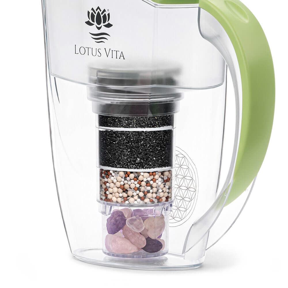 Lotus Vita Wasserfilter-Kanne Esprit 1,3L - Natura Plus Pistazie Kristallsteinfachsicht