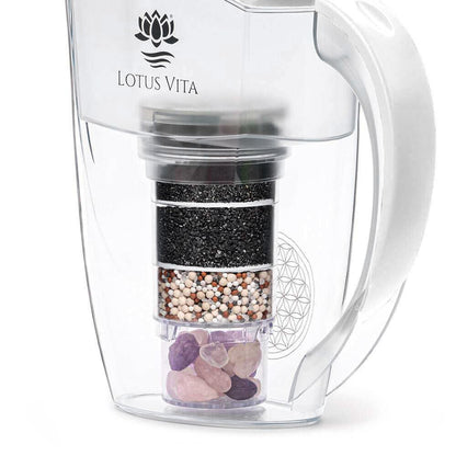 Lotus Vita Wasserfilter-Kanne Esprit 1,3L - Natura Plus Weiß Kristallsteinfachsicht