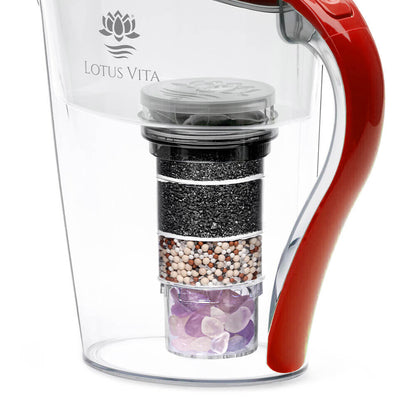 Lotus Vita Wasserfilter-Kanne Family 1,8L - Natura Plus Rot Kristallsteinfachbild