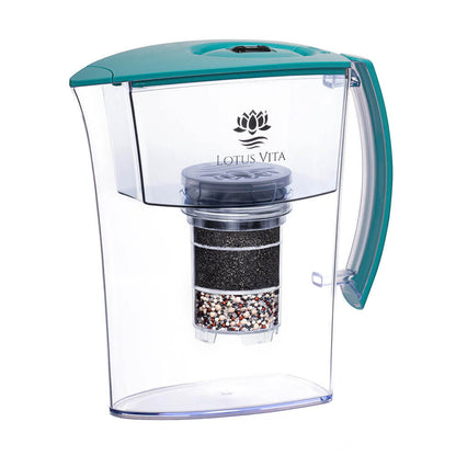 Lotus Vita Wasserfilter-Kanne Lotus 1,6L - Natura Plus Hellblau Deckelbildvorne