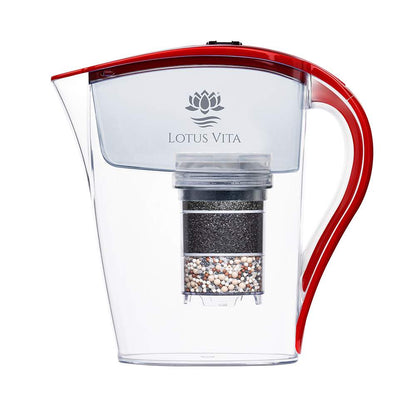 Lotus Vita Wasserfilter-Kanne Family 1,8L - Natura Plus Rot