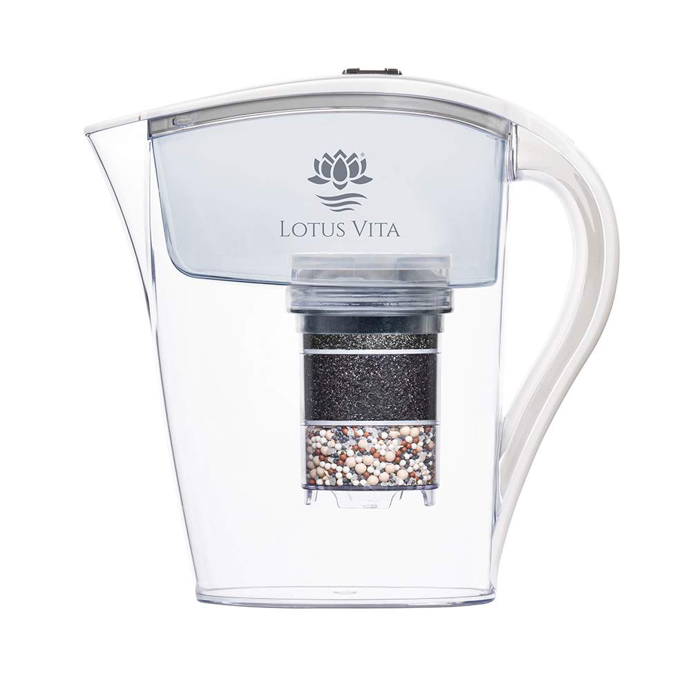 Lotus Vita Wasserfilter-Kanne Family 1,8L - Natura Plus Weiß